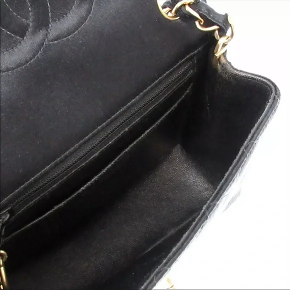 💜CHANEL Mini Matelasse Chain Shoulder Crossbody Bag Satin - Picture 8 of 12